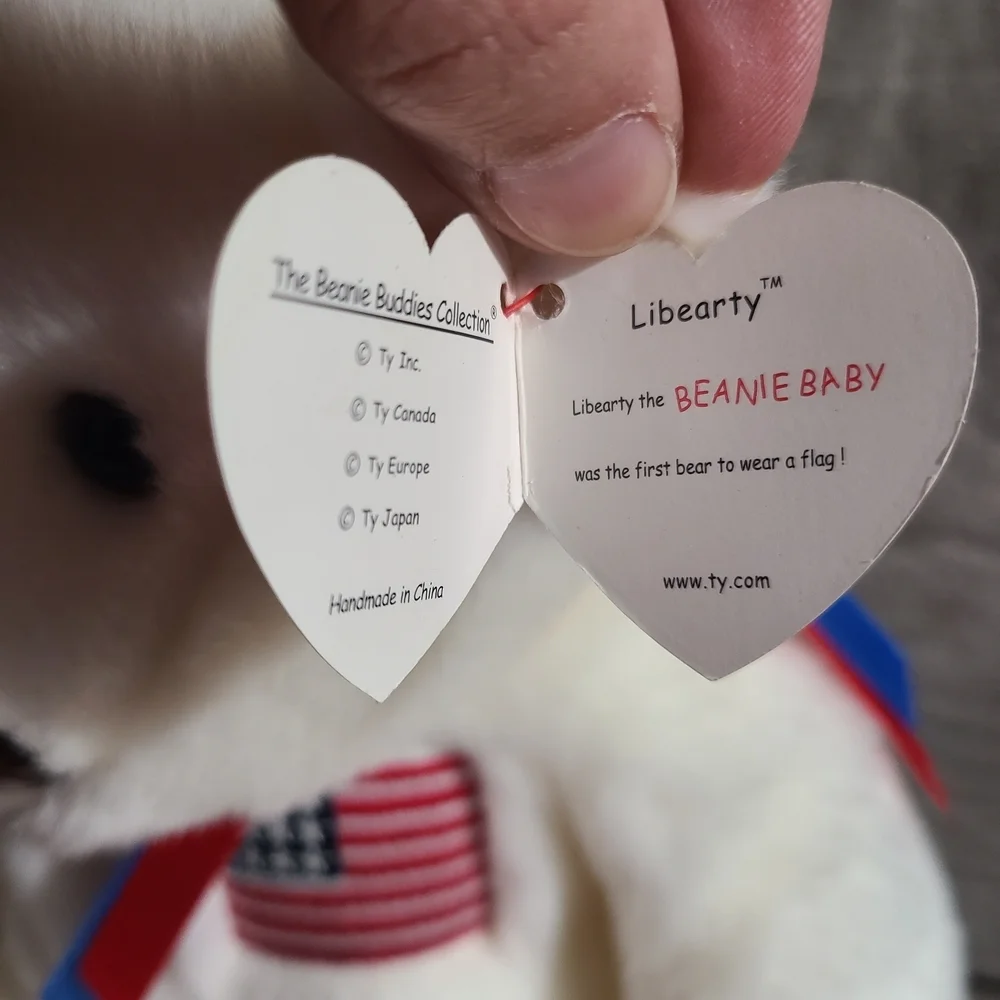 TY‎ Beanie Baby Buddy LIBEARTY the Patriotic White Bear 4th Flag Liberty Vintage